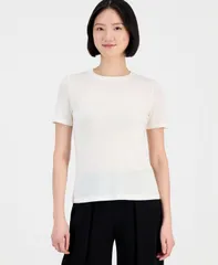 アンクライン レディース アウター ニット・セーター ウール 半袖 Anne Klein Womens Merino Wool ShortSleeve Sweater White Dove ホワイト