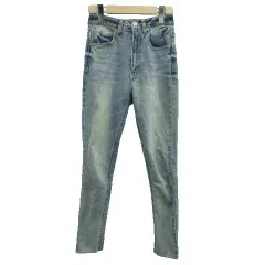 ムルーア MURUA パンツ デニム ジーンズ 0(XS) スキニー 青 ブルー ハイウエスト カットオフ 長ズボン フルレングス /GR ■GY61