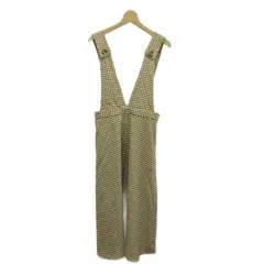 ザラウーマン ZARA WOMAN ジャンパースカート フレア ロング 千鳥格子 千鳥柄 Vネック M 茶色 ブラウン 黒 ブラック /XZ ■ECD001