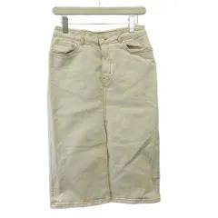 ザラ ZARA デニムスカート M 白 ホワイト ひざ丈 フロントスリット タイトシルエット /PP ■ECD001