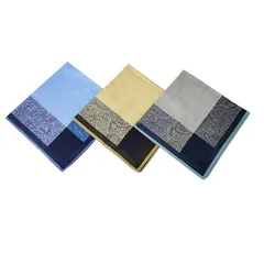 【新品】 [DANSACE] ハンカチ メンズハンカチ ビジネスマンハンカチ45*45cm 大きいサイズ コットン コーマ先染糸ハンカチ綿 父の日プレゼント ギフト通勤 卒業式 誕生日プレゼント (３枚セットA) 1