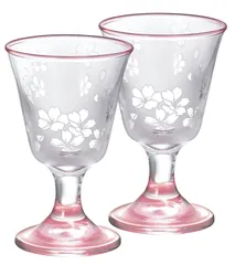 新品 大塚硝子 桜の舞 ガラス 台付冷酒 ペア 16-754-5 Φ58×H90mm