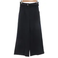 プラステ PLST パンツ 麻 リネン XS 紺 ネイビー ワイドシルエット クロップド丈 ベルト付き /ML ■GY60