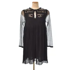 ザラ ZARA レース ミニ ワンピース チュニック 長袖 L 黒 ブラック ■GY58
