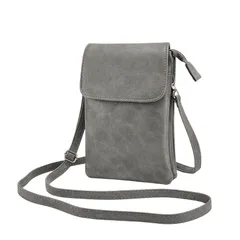 [ａｄｚｕ] スマホショルダー バッグ レディース スマホポーチ サコッシュ 縦型 斜めがけ ミニショルダーバッグ PU 軽量 マット調 (グレー) [グレー]