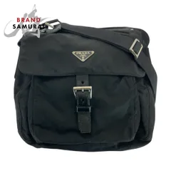 美品 PRADA プラダ テスート 三角ロゴプレート ブラック 黒 シルバー金具 ナイロン/レザー ショルダーバッグ レディース 505933【中古】