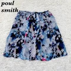 【美品】 paul smith ひざ丈スカート 42L ブルー 花柄のサムネイル