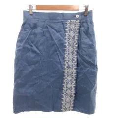 クリスチャンディオール Christian Dior SPORTS ヴィンテージ ラップスカート 巻き 刺繍 ひざ丈 LL ライトブルー 白 ホワイト /JS ■GY53