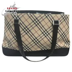 美品 BURBERRY バーバリー ノバチェック ベージュ ブラック シルバー金具 キャンバス/レザー ハンドバッグ トートバッグ S1-00030【中古】