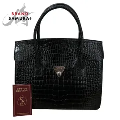 no brand ノーブランド JRA エキゾチックレザー ブラック シルバー金具 クロコダイル ハンドバッグ レディース I2-00035【中古】