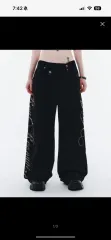 YEEL SIDE CUBIC DENIM PANTS BLACK S