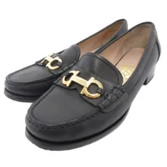 サルヴァトーレフェラガモ Salvatore Ferragamo ガンチーニ金具 ホースビットローファー パンプス シューズ レザー 6 黒 ブラック /JS ■GY62