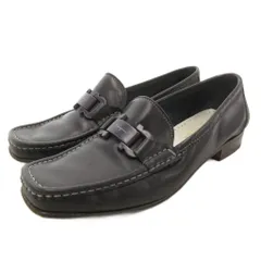 サルヴァトーレフェラガモ Salvatore Ferragamo ガンチーニビットローファー シューズ レザー スクエアトゥ 8.5 黒 ブラック /FF ■GY62