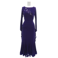 CREATE SUN ドレス 紫 パープル 長袖 ビジュー装飾 ラウンドネック /NL ■GY61