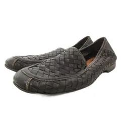 ボッテガヴェネタ BOTTEGA VENETA ローファー フラットシューズ イントレチャート レザー 37 黒 ブラック /FF ■GY62