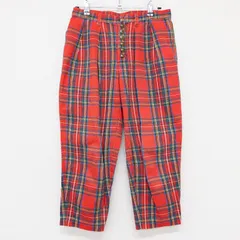 tricot COMME des GARCONS   トリコ コムデギャルソン 　パンツ　２タック　タータンチェック　チェック柄　金ボタン　コットン　レッド　日本製　レディース　S　b00828のサムネイル