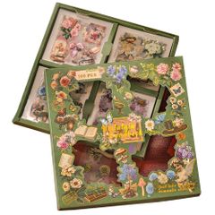 手帳 和紙 日記装飾用品 メモ用紙ノート 素材紙 ステッカー 少女 デコ 箔押しレーザ フィルムシール 蝶々フレークシール きらきら かわいい シール コラージュ DIYの飾りシール 花 バタフライ コラージュ素材 レトロ おしゃれ 100枚シールセット