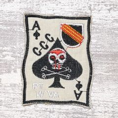 【残り3枚：次回入荷年末予定】DSP04① スカル SPADE スペード ドクロ ベトナム 戦争 ワッペン トランプ CCC 南ベトナム ミリタリー リメイク アメカジ 軍物 白