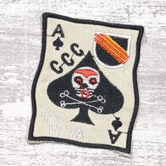 【残り3枚：次回入荷年末予定】DSP04② スカル SPADE スペード ドクロ ベトナム 戦争 ワッペン トランプ CCC 南ベトナム ミリタリー リメイク アメカジ 軍物 白