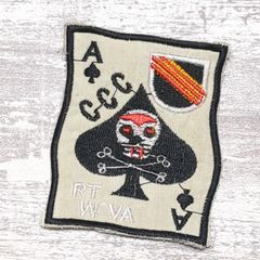 【残り3枚：次回入荷年末予定】DSP04④ スカル SPADE スペード ドクロ ベトナム 戦争 ワッペン トランプ CCC 南ベトナム ミリタリー リメイク アメカジ 軍物 白