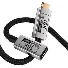 USB-C 延長ケーブル オス - メス Thunderbolt5/4/3 対応、USB5 対応 80Gbps 高速データ転送、1M Type-C 延長コード 240W PD3.1 急速充電、16K@60Hz/8K@120Hz ビデオ出力、U 7d0a9ba7