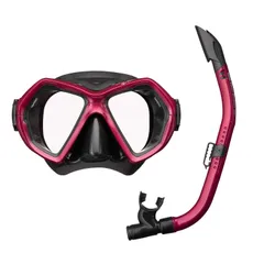 新品 リーフツアラー(REEF TOURER) シュノーケリング シュノーケル 2眼 マスク 2点セット シリコーン製 ブラックメタリックダークレッド RC0106