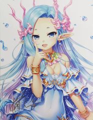 ケ*キ様 オリジナル手描きイラスト 【ひとしずくの蒼】アナログ大色紙　人魚イラス ケ*キ様 オリジナル手描きイラスト 【ひとしずくの蒼】アナログ大色紙