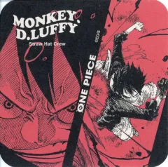 【中古】コースター モンキー・D・ルフィ(背景赤/名前ロゴ左上/仕切り左右) 「ワンピース アートコースター 第5弾」