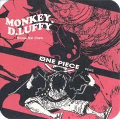 【中古】コースター モンキー・D・ルフィ(背景赤/名前ロゴ左上/仕切り上下) 「ワンピース アートコースター 第5弾」