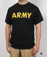 (Sサイズ特価)アメリカ軍 U.S.ARMY ブラック 後期型 APFU トレーニングTシャツ USED T45BU-のサムネイル