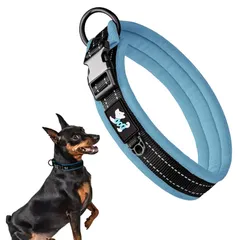 【新品】 犬 首輪 ペット 首に優しい 反射式 軽量 光る 小型犬 中型犬 夜 夜間 反射 散歩 痛くない 軽い ソフトパッド 大型犬 かっこいい シンプル Mサイズ(首周り33-45cm) ブルー