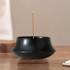 【新品】 香炉 お香立ておしゃれ 線香立て シンプル 香立てつき アロマ・コーン・スティック線香に対応 手入れ簡単アジアン リラックス 癒やし ヨガ 瞑想 浄化 香道 仏具 仏壇用 インテリア アンティーク丸香炉 (black) 1