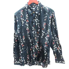 タケオキクチ TAKEO KIKUCHI ステンカラーシャツ 花柄 長袖 4 XL 紺 ネイビー /AU