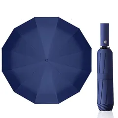 【新品】 Tanosimi 日傘 12本骨 ワンタッチ 自動開閉 大きめ 折り畳み日傘 uvカット率99.9% 遮光 断熱 無地 頑丈 防風防水 梅雨対策 熱中症対策 通勤 通学 晴雨兼用 男女兼用 (ネイビーブルー, 12本骨自動開閉) 1