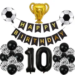 【新品】 男の子 サッカーボール 誕生日 バルーン 風船 セット サッカー バースデー トロフィー 飾り セット 10歳 誕生日 数字 バルーン 付け