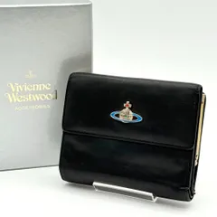 【美品】Vivienne がま口財布 三つ折り財布 ORB レザー ブラック