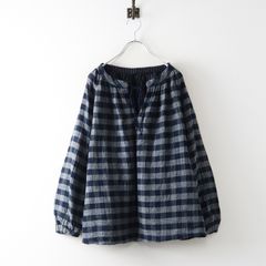 45R 秋風カディミックスのスモックブラウス チェック パッチワーク