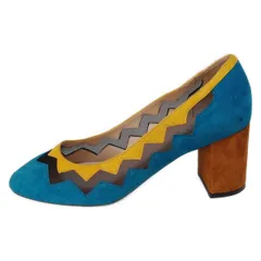 COLE HAAN(コールハーン) パンプス 7 レディース - ブルーグリーン×イエロー×ブラウン メッシュ