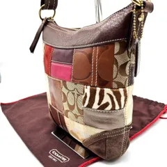 【良品】 coach y2k patch-work shoulderbag pochette signature canvas leather brown unisex multicolored コーチ ショルダーバッグ