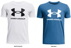 アンダーアーマー UNDER ARMOUR UAスポーツスタイル ロゴ ショートスリーブTシャツ キッズ 半袖 トップス 軽量 速乾 トレーニング フィットネス 部活 クラブ活動 チーム ジュニア 子供  1363282 100 WHITE/BLACK