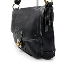 【良品】coach y2k turn-lock handbag shoulder gold parts leather unisex black コーチ ハンドバッグ