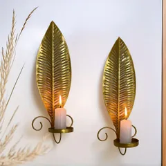 壁掛け キャンドルホルダー キャンドルスタンド 葉っぱ型 ゴールド ブラック 2種類 鉄 高級感 インテリア 装飾 パーティー リビング ダイニング オシャレ 可愛い 寝室