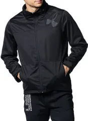 アンダーアーマー UNDER ARMOUR UA アーマーニット ウインドジャケット メンズ フード収納可能 防風 撥水 ジム トレーニング ストレッチ 3レイヤー ストレッチ  1378379 001 BLACK