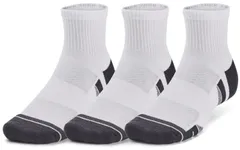 アンダーアーマー UNDER ARMOUR UAパフォーマンステック クオーター ソックス 3足セット メンズ レディース 靴下 吸汗 速乾 通気性 トレーニング 部活動 クラブ 運動 ふくらはぎ丈  13795 100 WHITE/WHITE/JETG