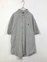 POLO RALPH LAUREN ポロ ラルフローレン 半袖 シアサッカー ストライプ シャツ sizeLG/白×グレー ■■◎メンズ