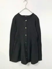 美品 PLST プラステ 美シルエット マシンウォッシャブル ホールガーメントペプラム カーディガン sizeL/黒 ■◇◎レディース