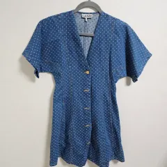 正規品/フルセット ガニー(GANNI) ポルカ ドット デニム ボタン ミニ ONE PIECE 32