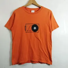 SOMETHING サムシング Tシャツ 半袖 レコードプレーヤー グラフィック プリント EDWIN USA製 古着 VINTAGE オレンジ M C957のサムネイル