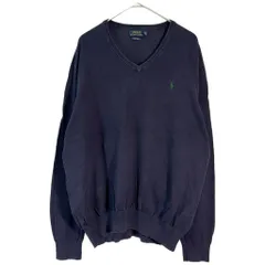 Polo by Ralph Lauren ポロ ラルフローレン ハイゲージニットセーター ネイビー(メンズ XL)中古 古着 X6784