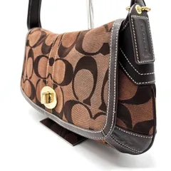 【良品】 coach y2k turn-lock signature canvas handbag shoulder brown unisex コーチ ショルダーバッグ